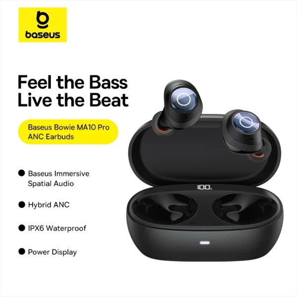 Baseus Bowie MA10 _1 Baseus Bowie MA10 PRO ANC Wireless Earphone Bluetooth 5.3 48dB Noise Cancelling IPX6 Waterproof